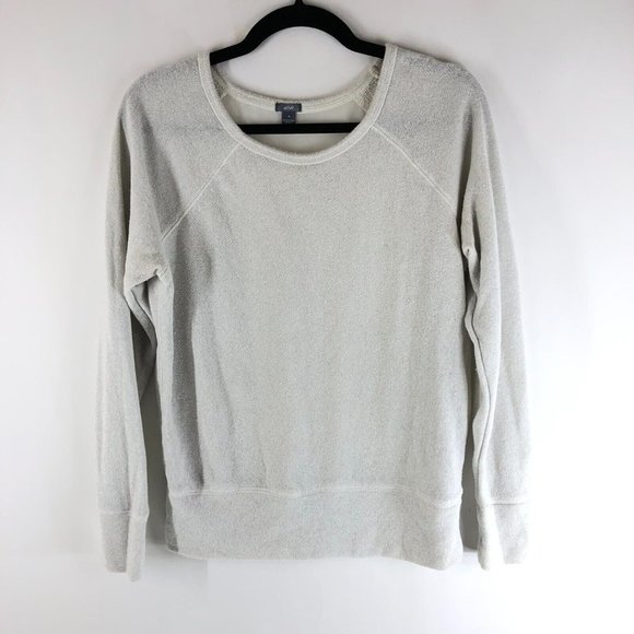 Aerie Womens Sweater Pullover Sheer Back Metallic Scoop Neck Gray M - Picture 1 of 5
